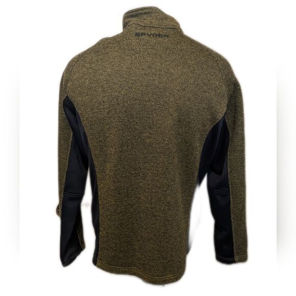 Spyder olive army green and black full front zip jacket coat, polyester knit M - Picture 2 of 8